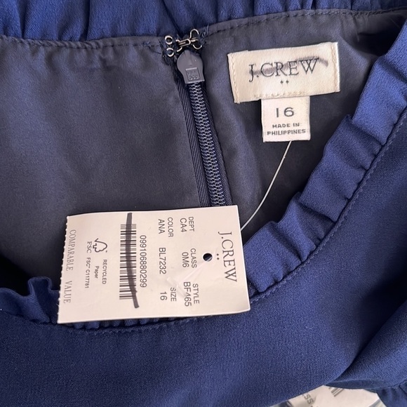 J. Crew Factory Ruffleneck suit dress BF465 Navy - Picture 7 of 10